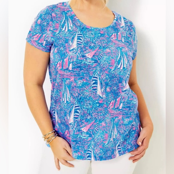 Lilly Pulitzer Tops - Lilly Pulitzer Etta Scoop Neck Short Sleeve Top It´s A Sailabration XXL
